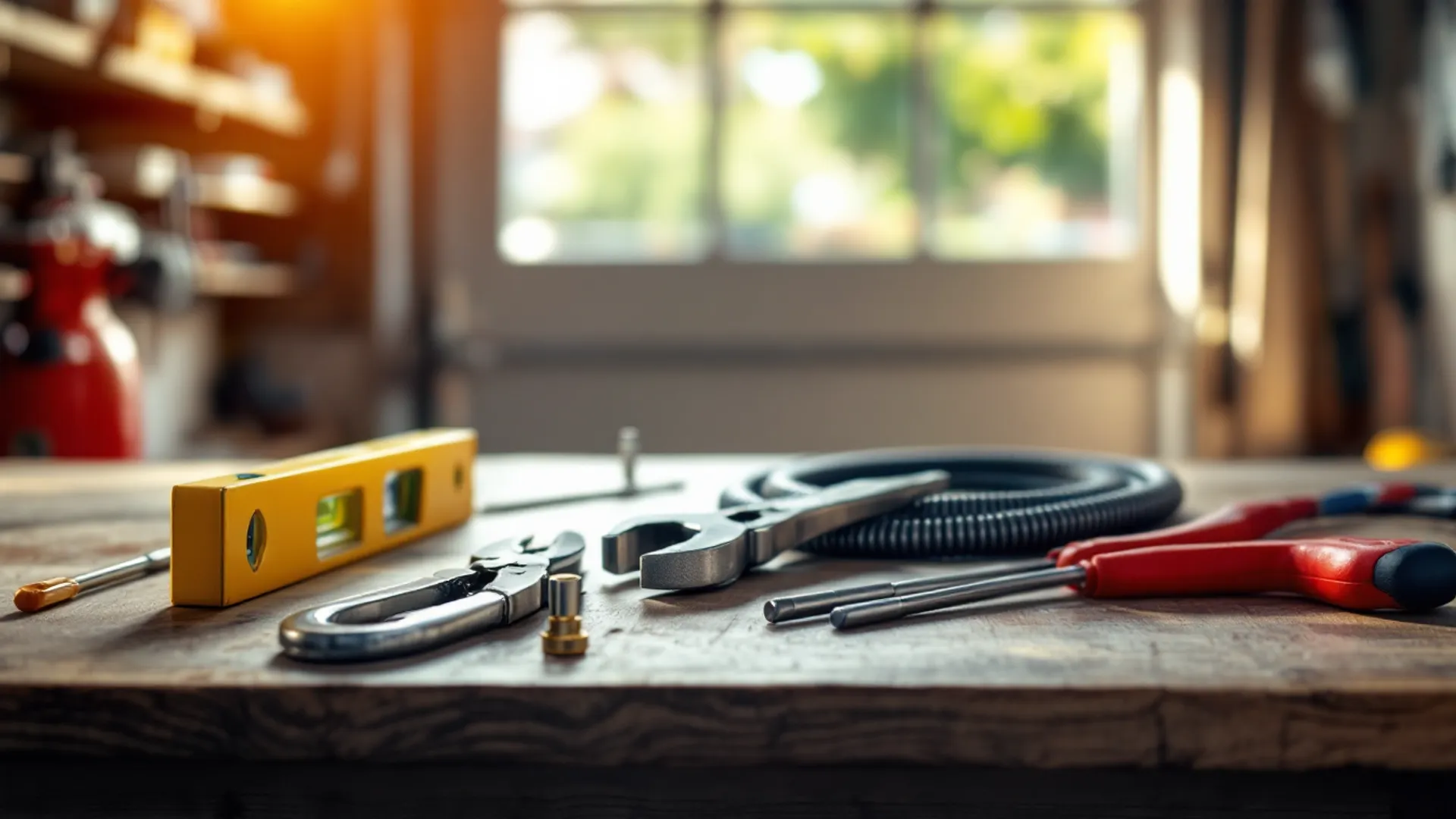 Drainage and plumbing tools laid out for a residential callout